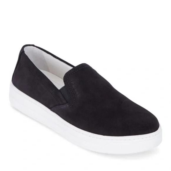 Prada Shoes Prada Logo Womens Platform Black Suede Loafers